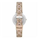 Emporio Armani Gianni T Bar Quartz Silver Dial Beige Leather Strap Watch For Women - AR80007